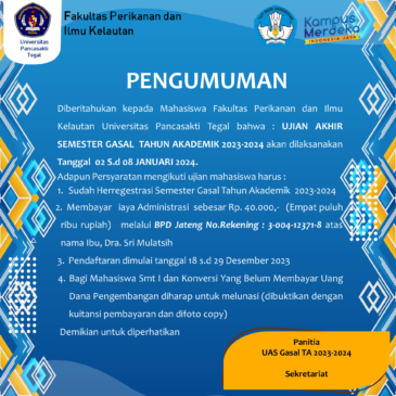 Pengumuman UAS Gasal TA 2023/2024